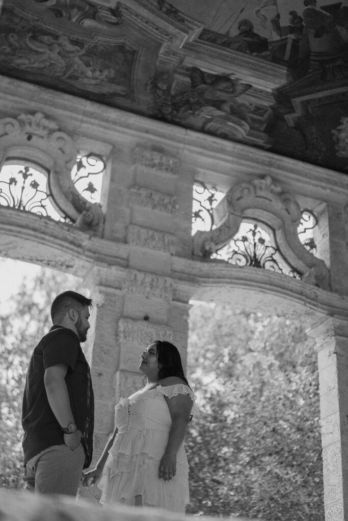 a beautiful shot of the painted ceiling of one of the structures at Vizcaya Museum