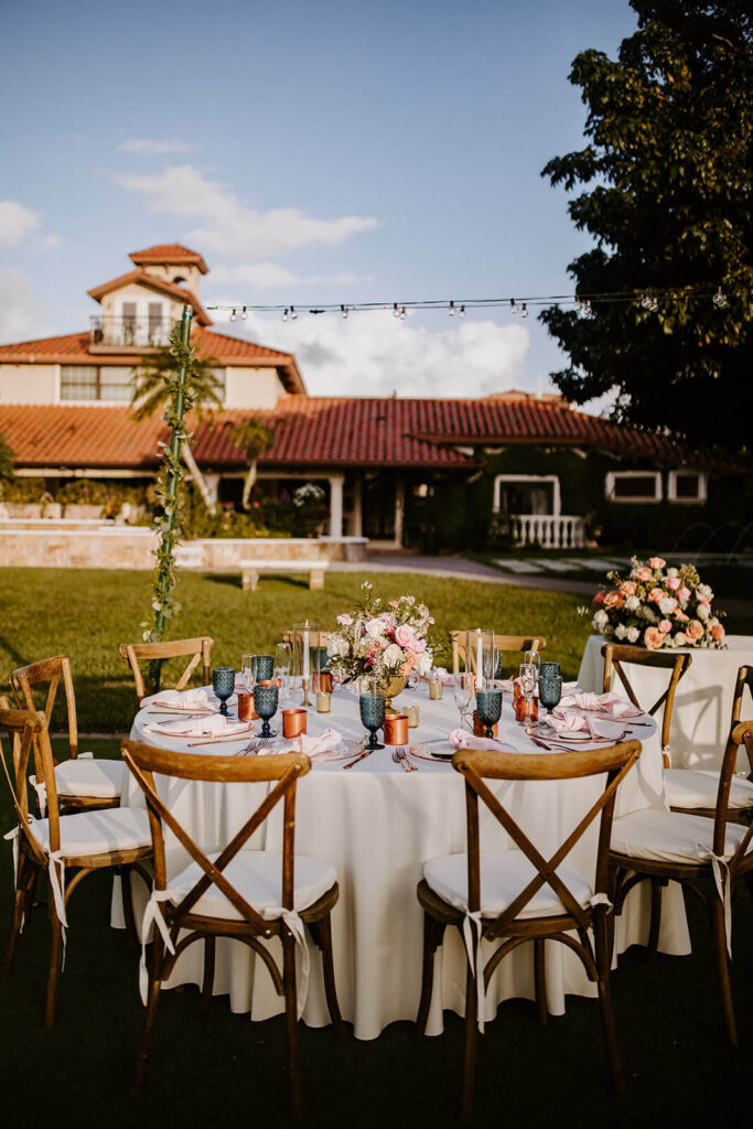 a beautiful reception set up at a luxury miami wedding venue