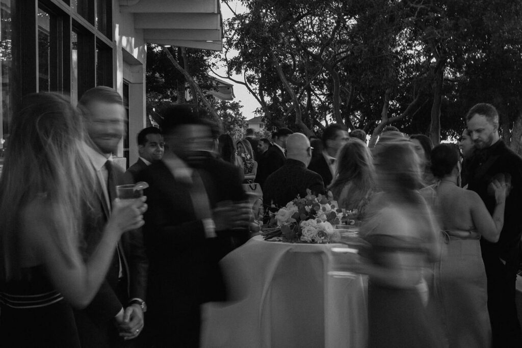 a blurry photo of a cocktail hour at a miami wedding