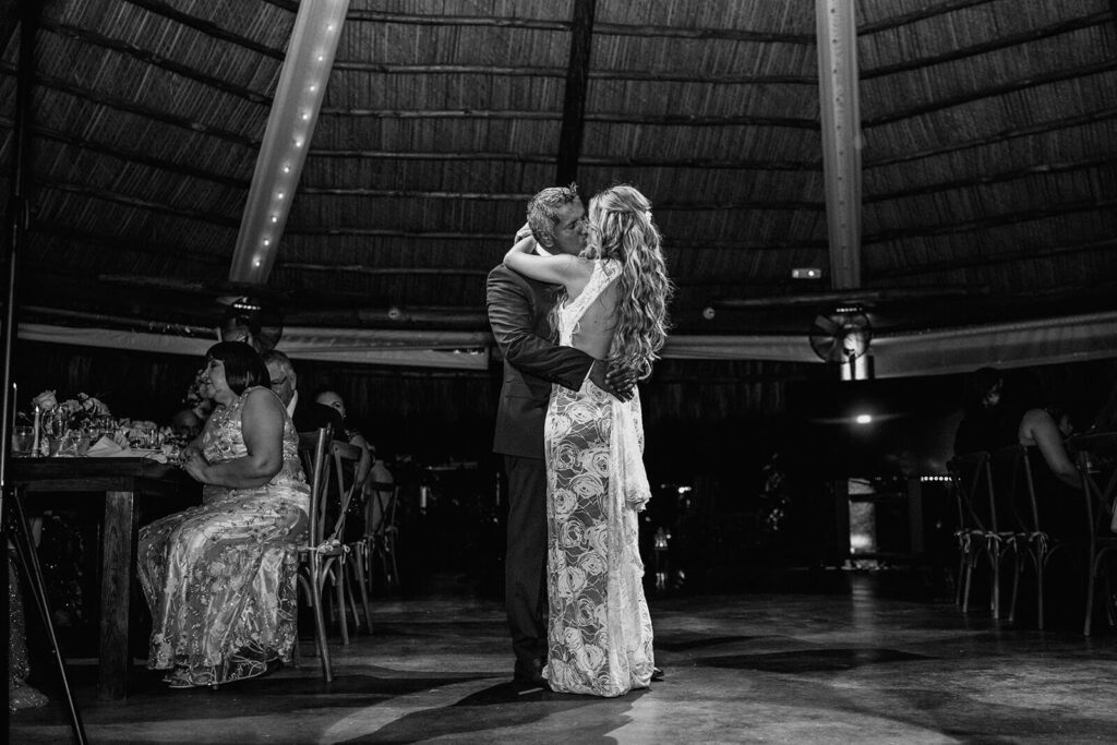 a couple have their first dance as husband and wife at their miami wedding venue