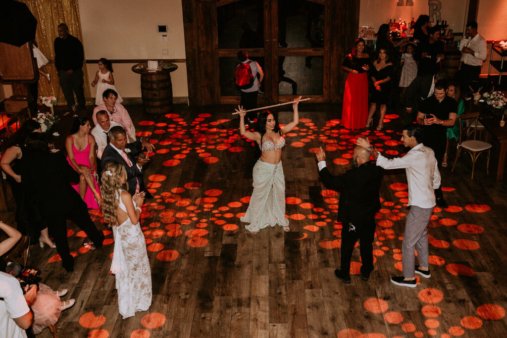 a birds eye view of the wedding reception dance floor