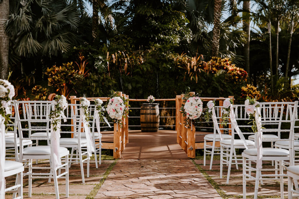 a wider view of the ceremony space at longans place