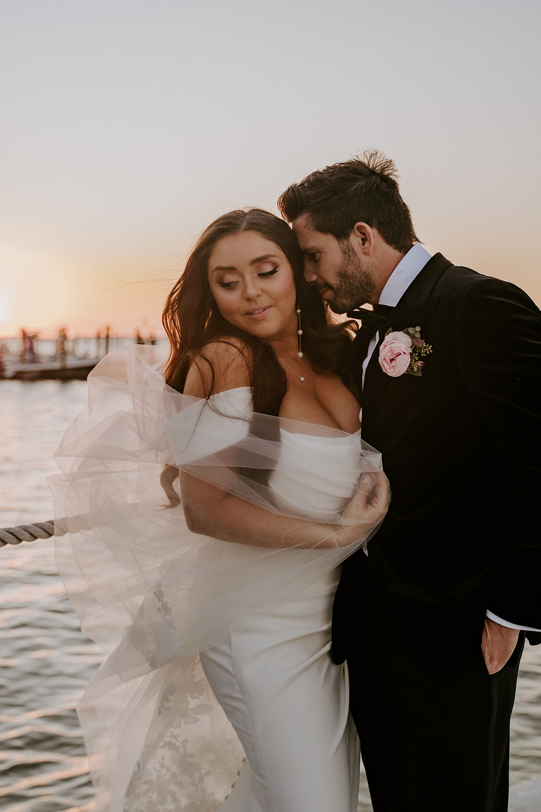 Bride and groom pose for South Florida wedding portraits