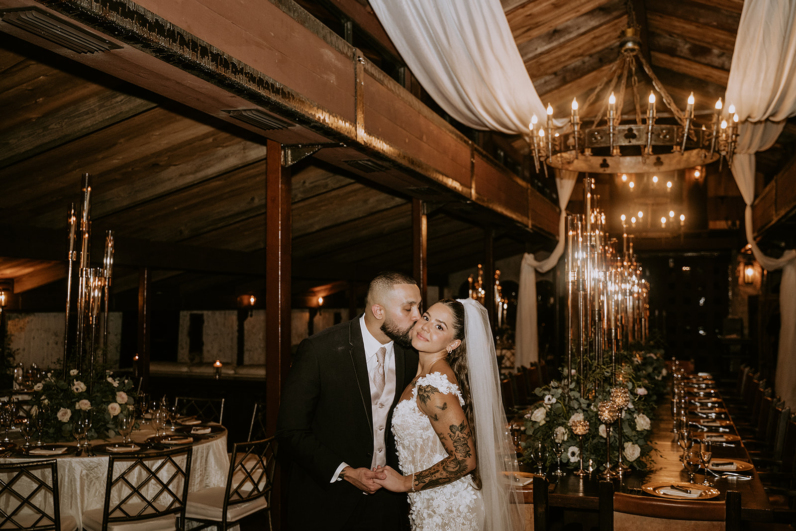 Bride and groom at their Cooper Estate wedding reception