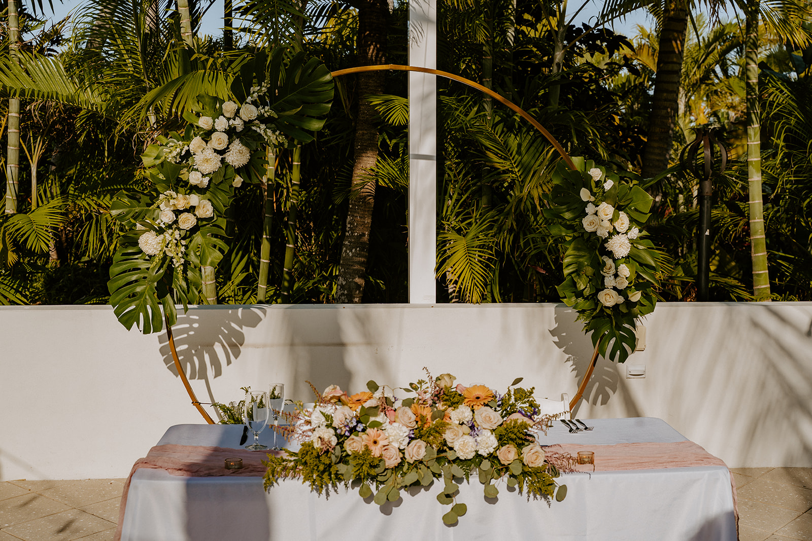 Sweetheart table at the destination wedding reception