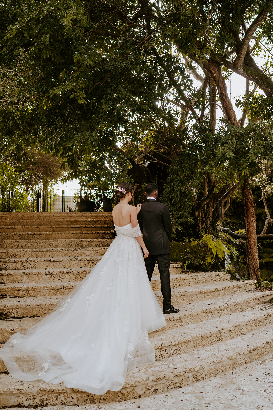 Bride and groom have first look at their wedding