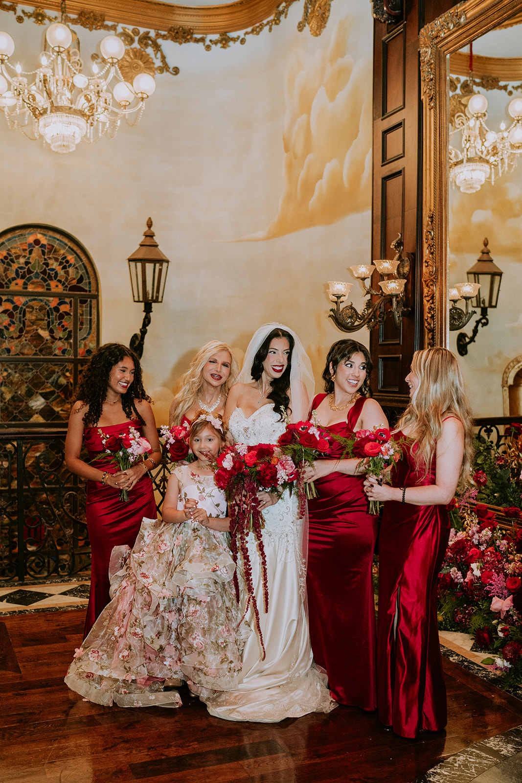Bride and bridesmaids at Cruz Building wedding