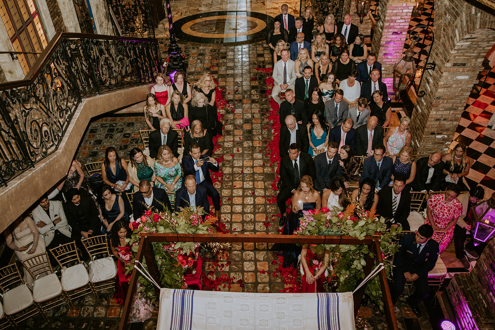 Overhead view of Cruz Building wedding ceremony