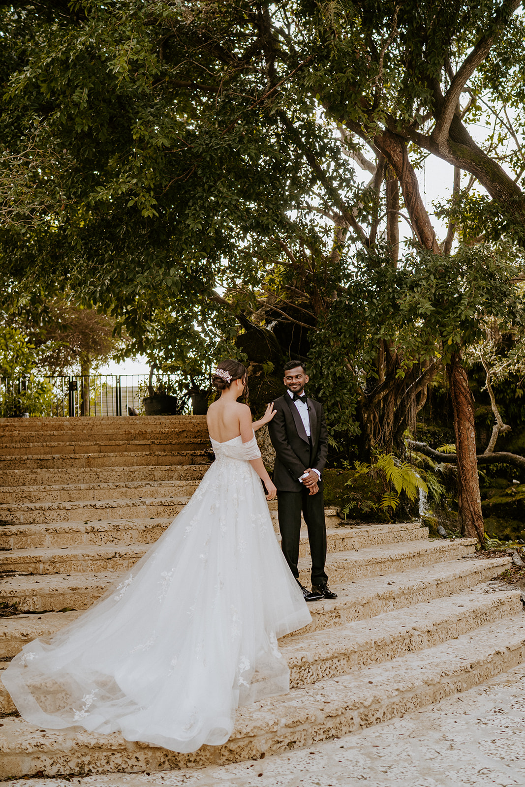 Bride and groom have wedding first look at their Barn 305 wedding 
