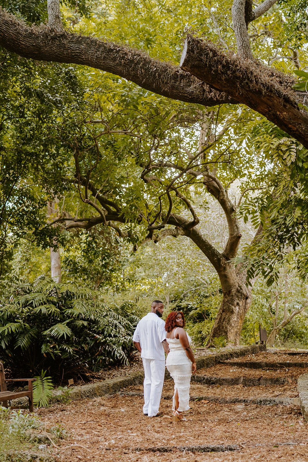 Couple at their Fairchild Tropical Botanic Garden engagement photos