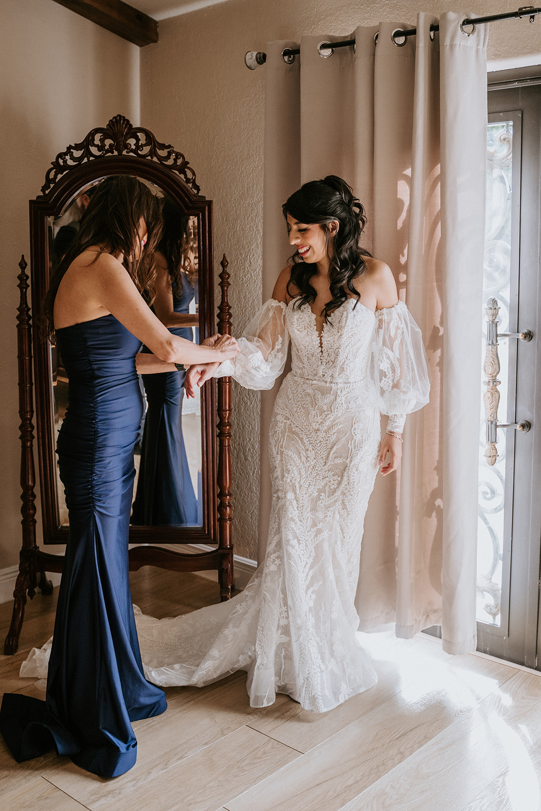 Bride getting ready for her Villa Toscana wedding