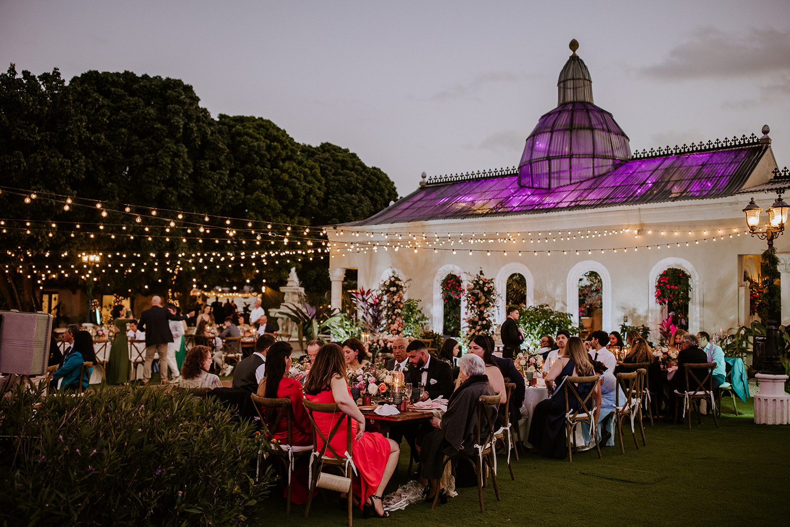 Guests enjoy the Villa Toscana wedding reception