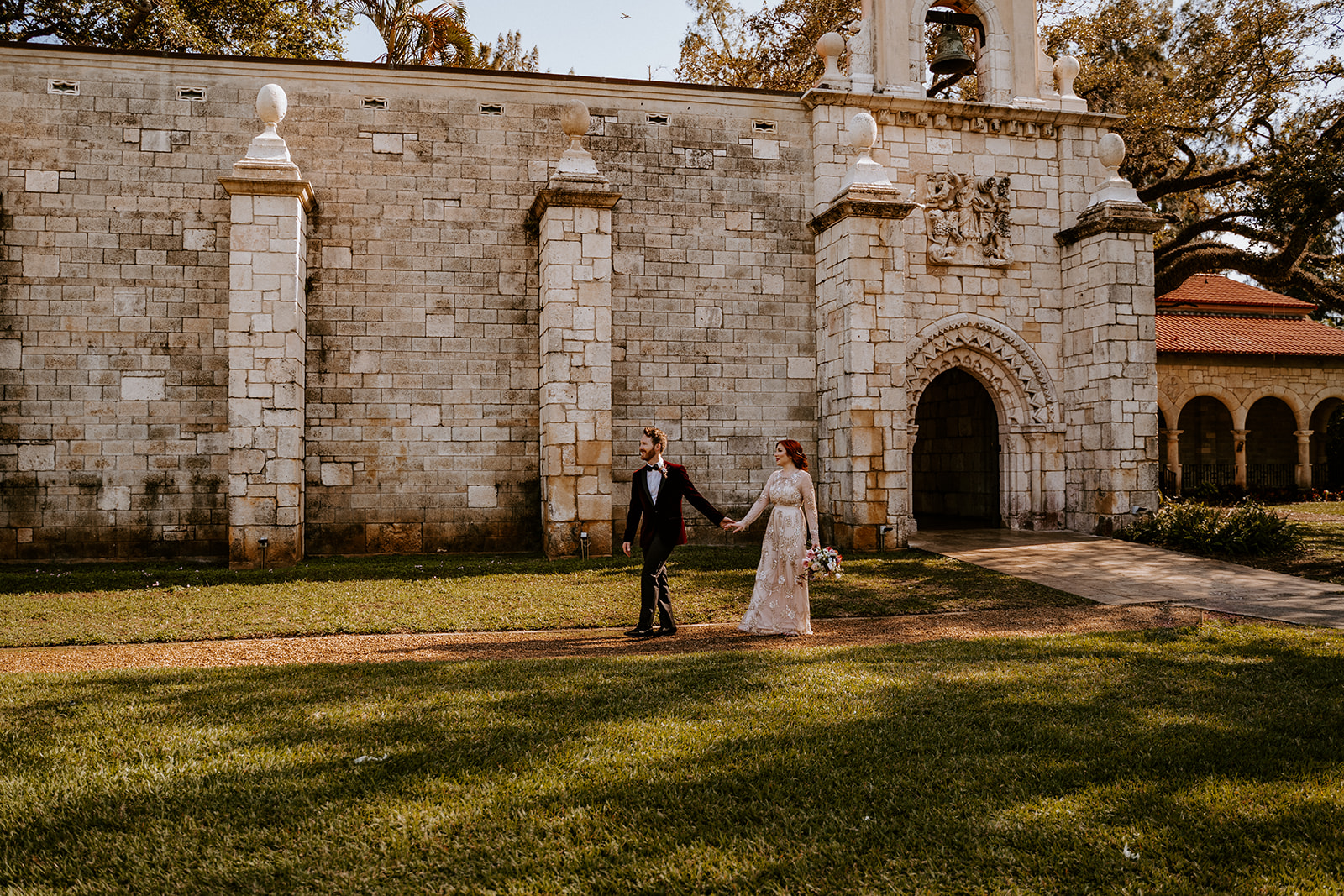 Couple at their Ancient Spanish Monastery wedding