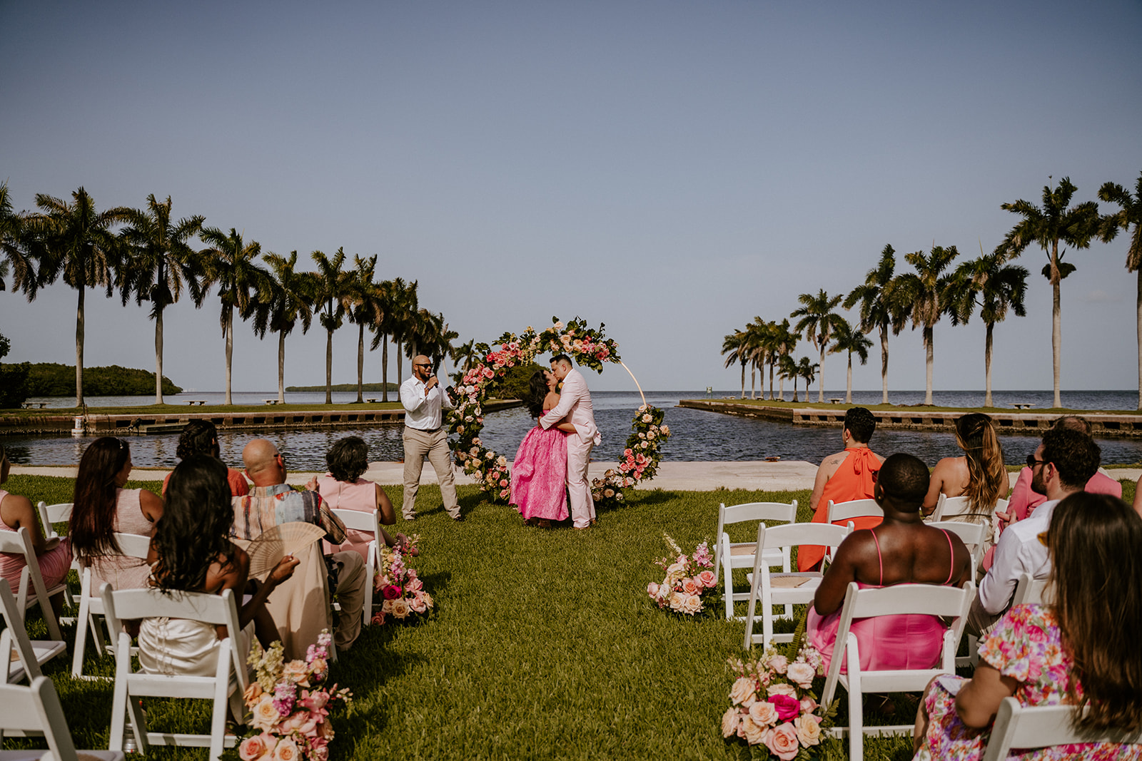 Couple at their Deering Estate wedding ceremony